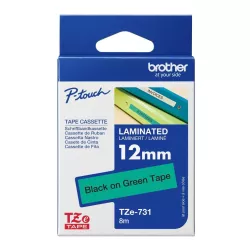 Brother TZe-731 Labelling Tape 12mm Black On Green Tape