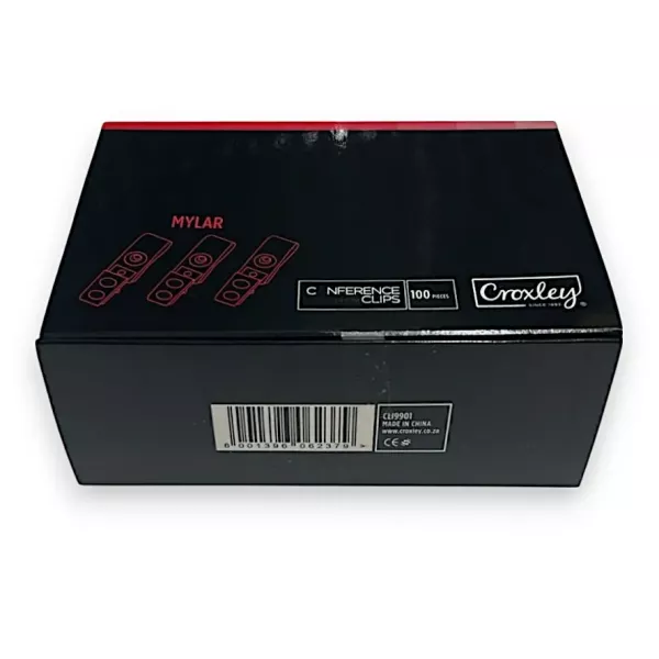 A pack of 100 CROXLEY Mylar Conference Clips