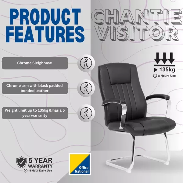 Chantie Visitor Office Chair – Black Bonded Leather