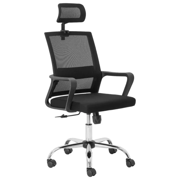 Chrome Cindy High Back Ergonomic Office Chair – Black Mesh/Fabric Chrome Cindy High Back Ergonomic Office Chair – Black Mesh/Fabric