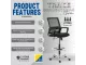 Chrome Cindy Draughtsman Ergonomic Chair – Black Mesh/Fabric with Chrome Footring