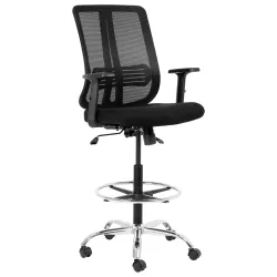 Lenny Draughtsman Ergonomic Chair – Chrome Base with Footring, Black