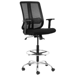 Lenny Draughtsman Ergonomic Chair – Chrome Base with Footring, Black