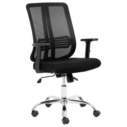 Lenny Medium Back Ergonomic Office Chair – Chrome Base, Black