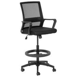 Cindy Draughtsman Ergonomic Chair – Black Mesh/Fabric with Footring