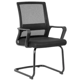 Cindy Visitor Office Chair – Black Mesh/Fabric, Sleighbase