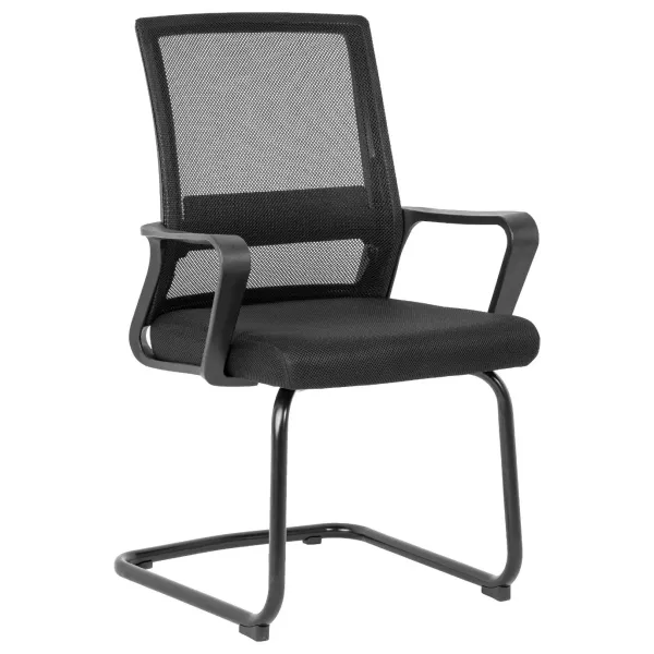 Cindy Visitor Office Chair – Black Mesh/Fabric, Sleighbase