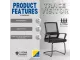 Cindy Visitor Office Chair – Black Mesh/Fabric, Sleighbase