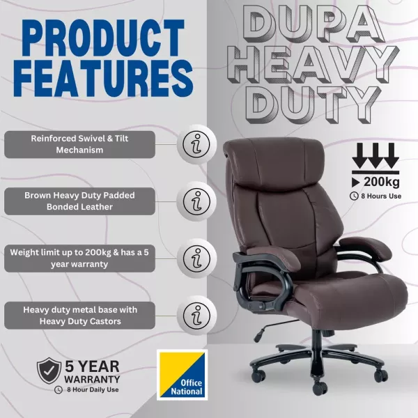 Dupa Heavy Duty Executive Office Chair – Brown Bonded Leather Dupa Heavy Duty Executive Office Chair – Brown Bonded Leather