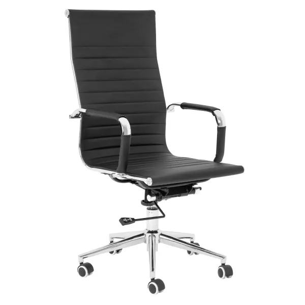 Eames Executive High Back Office Chair – Chrome, Black Bonded Leather