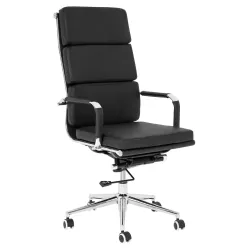 Eames Padded Executive High Back Office Chair – Chrome, Black Bonded Leather