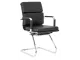 Eames Padded Executive Visitor Chair – Chrome Sleighbase, Black Bonded Leather