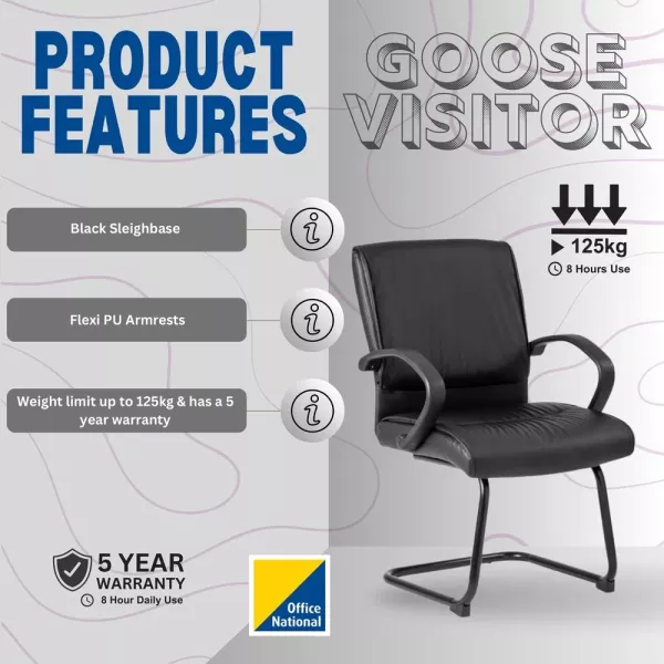 Goose Visitor Office Chair – Black Bonded Leather