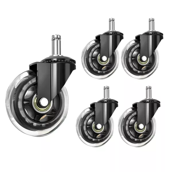 Heavy Duty Polyurethane Caster Wheels Pack of 5 – Universal Stem Set of 5 heavy duty polyurethane caster wheels with universal stem and precision ball bearings