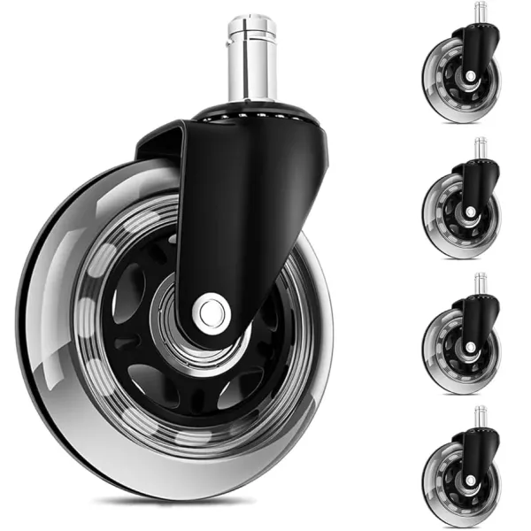 Heavy Duty Polyurethane Caster Wheels Pack of 5 – Universal Stem Set of 5 heavy duty polyurethane caster wheels with universal stem and precision ball bearings