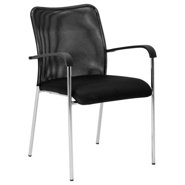 Ice Visitor Office Chair – Chrome 4-Leg, Black Mesh/Fabric