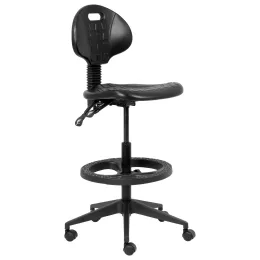 Industrial Draughtsman Ergonomic Chair – Black PU, Nylon Footring