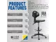 Industrial Draughtsman Ergonomic Chair – Black PU, Chrome Footring