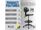 Industrial Draughtsman Ergonomic Chair – Black PU, Nylon Footring