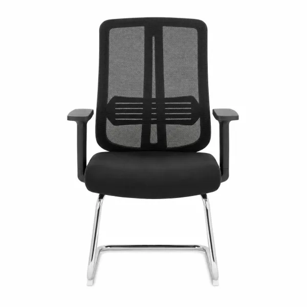 Lenny Visitor Office Chair Chrome Sled Base Black Lenny Visitor Office Chair in black with mesh backrest, armrests, padded seat and chrome sled base
