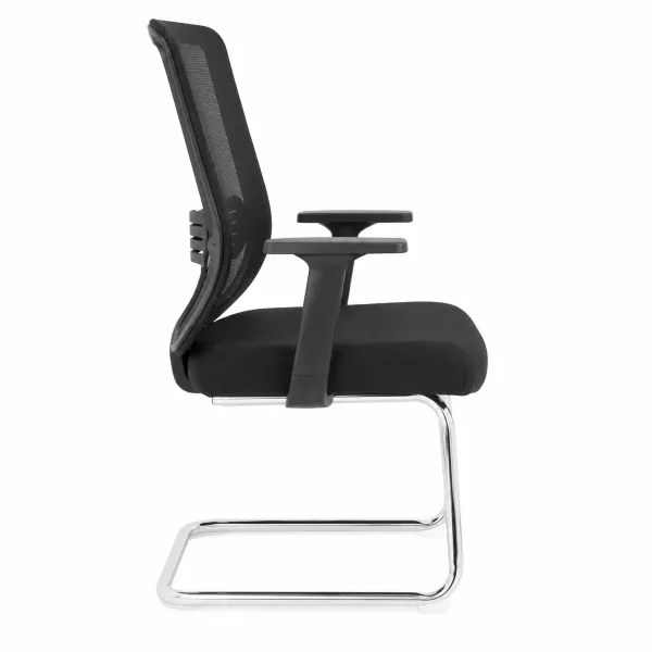 Lenny Visitor Office Chair Chrome Sled Base Black Lenny Visitor Office Chair in black with mesh backrest, armrests, padded seat and chrome sled base
