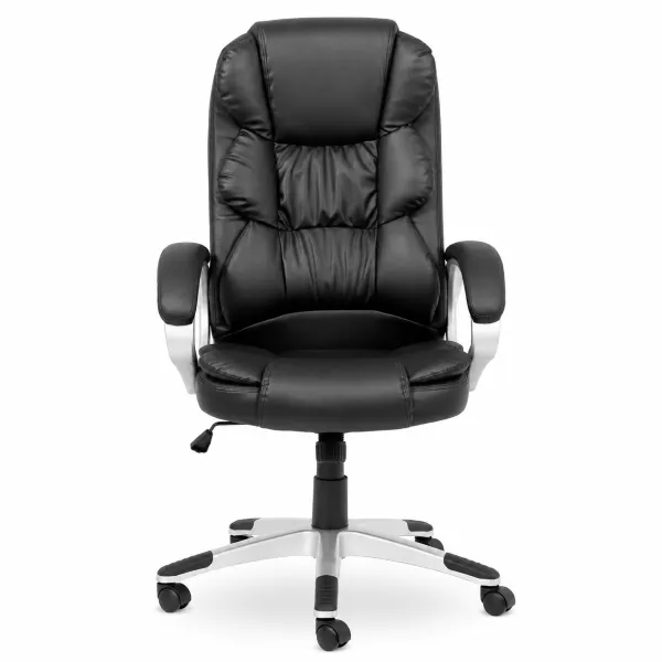 Lielie High Back Executive Office Chair Black Bonded Leather Lielie High Back Executive Office Chair in black bonded leather with padded high back, armrests and chrome caster base