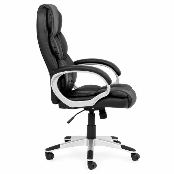 Lielie High Back Executive Office Chair Black Bonded Leather Lielie High Back Executive Office Chair in black bonded leather with padded high back, armrests and chrome caster base