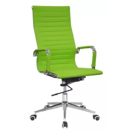 Classic Ribbed Pleather High Back Chair - Green