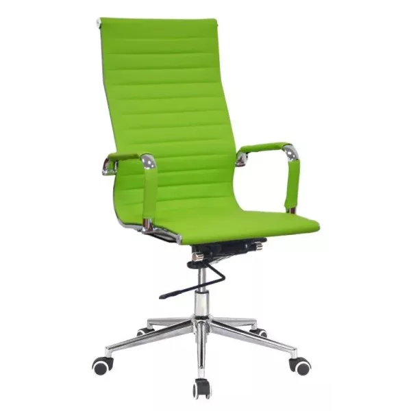 Classic Ribbed Pleather High Back Chair - Green Classic Ribbed Pleather High Back Chair - Green