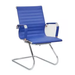 Classic Ribbed Pleather Visitors Chair - Blue Classic Ribbed Pleather Visitors Chair - Blue