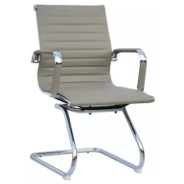 Classic Ribbed Pleather Visitors Chair - Grey