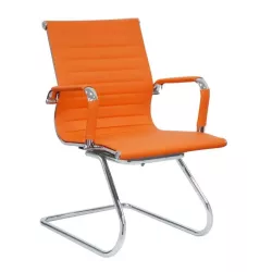 Classic Ribbed Pleather Visitors Chair - Orange Classic Ribbed Pleather Visitors Chair - Orange