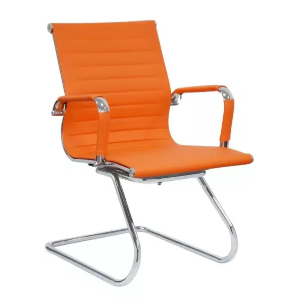 Classic Ribbed Pleather Visitors Chair - Orange Classic Ribbed Pleather Visitors Chair - Orange