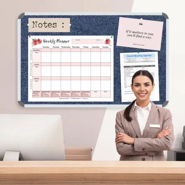 PARROT Bulletin Board Ribbed Aluminium Frame 1500 x 1200mm - Denim PARROT Bulletin Board Ribbed Aluminium Frame 1500 x 1200mm - Denim