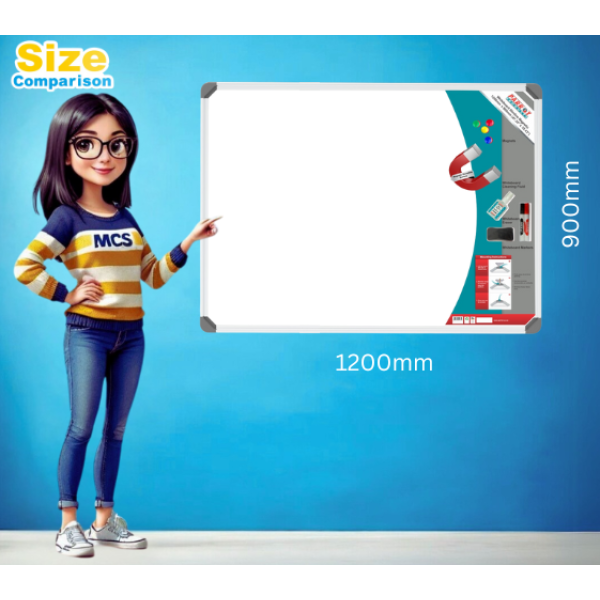 Parrot Slimline Magnetic Whiteboard 1200x900mm Retail Pack BD1141A