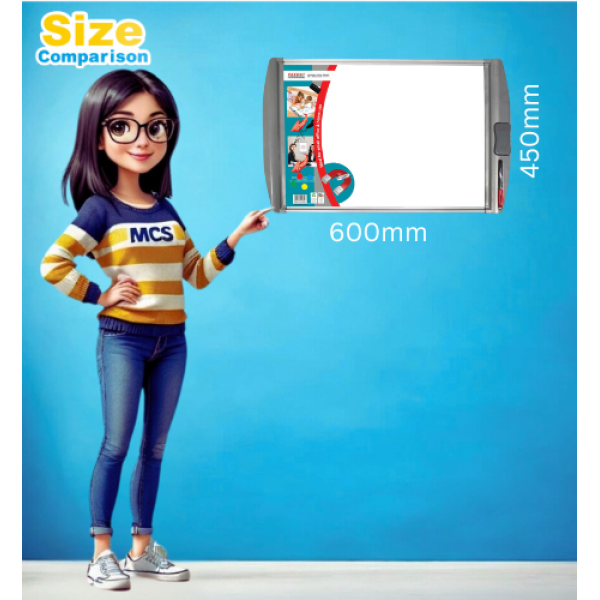 Parrot Slimline Magnetic Whiteboard 600x450mm Retail Pack BD1120A Parrot BD1120A Slimline Magnetic Whiteboard 600x450mm Retail Pack with integrated marker holder