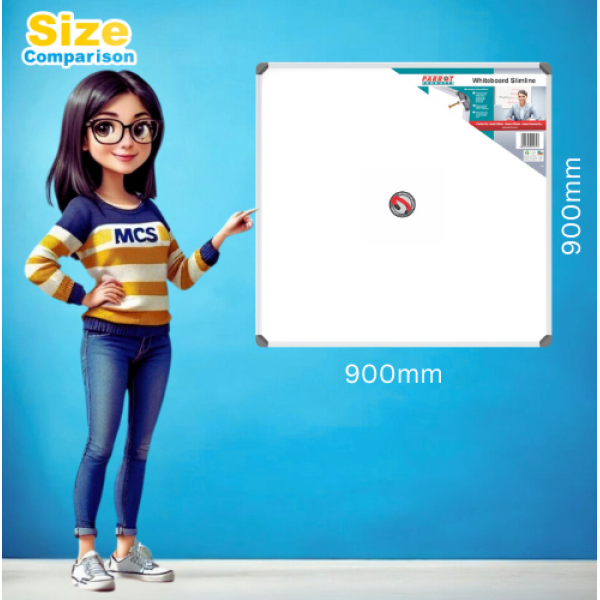 Parrot Slimline Magnetic Whiteboard 900x900mm Parrot BD1128 Slimline Magnetic Whiteboard 900x900mm