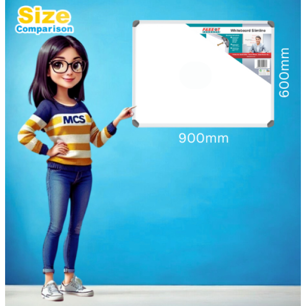 PARROT Whiteboard Slimline Non-Magnetic 900 X 600mm