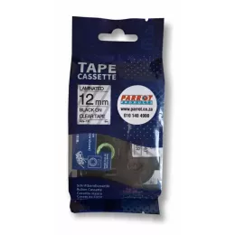 Parrot E1000PRO label tape 12mm black on clear refill in retail packaging
