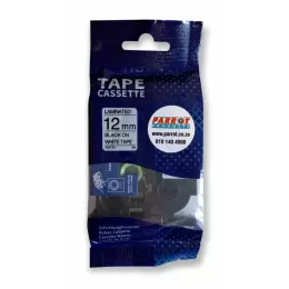 Parrot E1000PRO label tape 12mm black on White refill in retail packaging