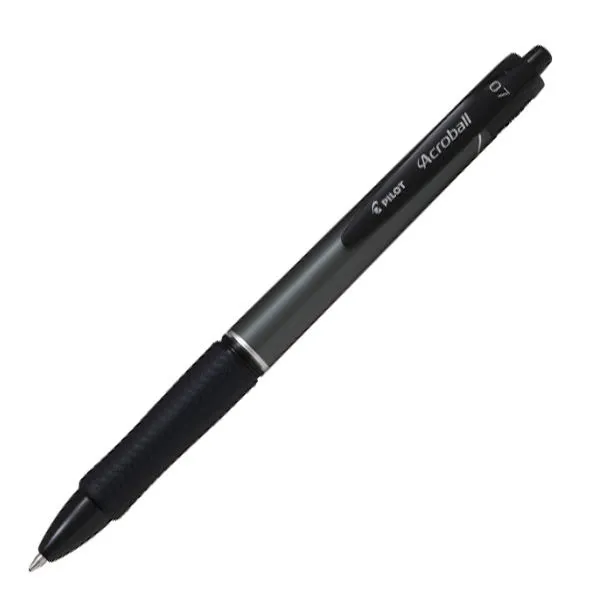 Pilot Acroball T-Series Ballpoint Pen 0.7mm – Metallic Black Barrel Front view of Pilot Acroball T-Series Ballpoint Pen with metallic black barrel and black ink