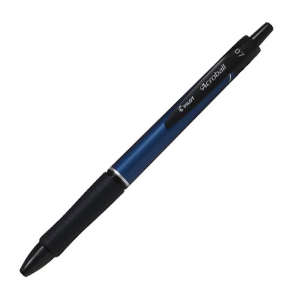 Pilot Acroball T-Series Ballpoint Pen 0.7mm – Metallic Navy Barrel Front view of Pilot Acroball T-Series Ballpoint Pen with metallic Navy barrel and black ink