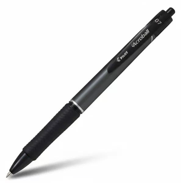 Pilot Acroball T-Series Ballpoint Pen 0.7mm – Metallic Black Barrel Front view of Pilot Acroball T-Series Ballpoint Pen with metallic black barrel and black ink