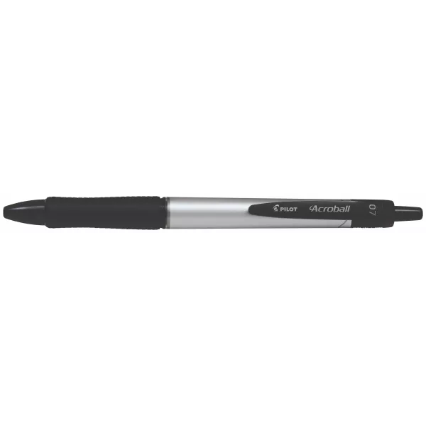 Pilot Acroball T-Series Ballpoint Pen 0.7mm – Metallic Silver Barrel Front view of Pilot Acroball T-Series Ballpoint Pen with metallic Silver barrel and black ink