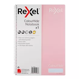 Rexel Colourhide A4 Notebook 120 Pages - Pastel Pink