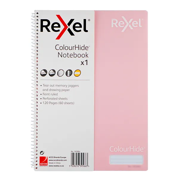 Rexel Colourhide A4 Notebook 120 Pages - Pastel Pink Rexel Colourhide A4 Notebook 120 Pages - Pastel Pink