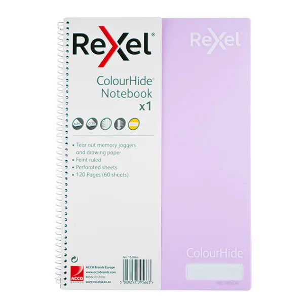 Rexel Colourhide A4 Notebook 120 Pages - Pastel Purple