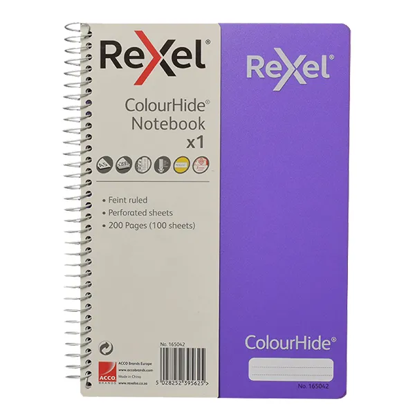Rexel Colourhide A4 Notebook 120 Pages - Purple Rexel Colourhide A4 Notebook 120 Pages - Purple