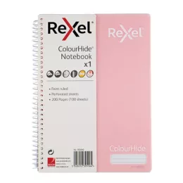 Rexel Colourhide A5 Notebook 200 Pages - Pastel Pink