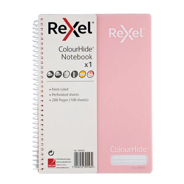 Rexel Colourhide A5 Notebook 200 Pages - Pastel Pink